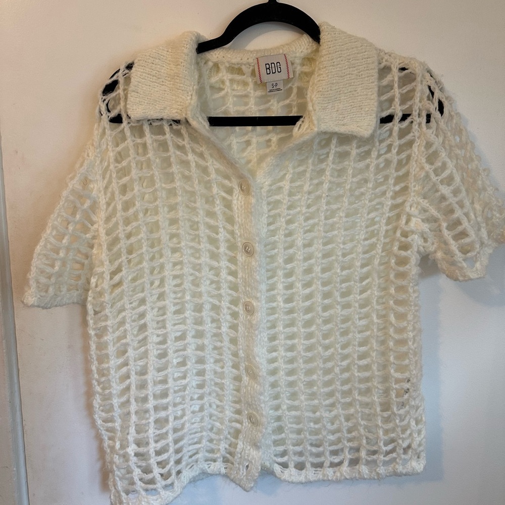 White Knit Button-Up Cardigan